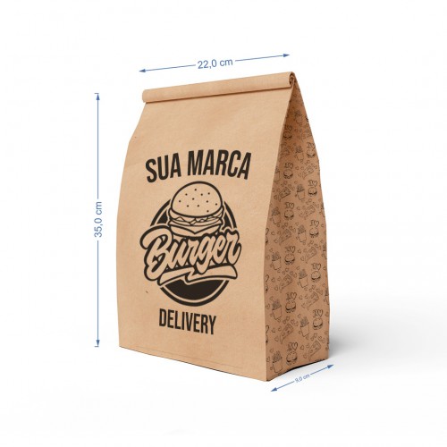 Sacola Delivery kraft 80g - Uma cor 22x35x9cm (Medidas plana 32,5x47cm) - Matriz IDEZ189