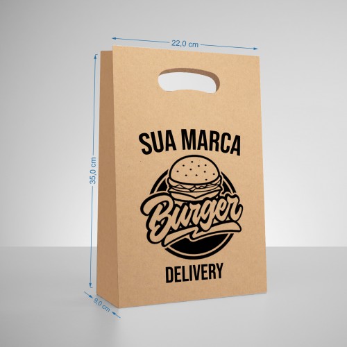 Sacola Delivery kraft 140g - Uma cor 22x35x9cm (Medidas plana 32,5x47cm) - Matriz IDEZ189