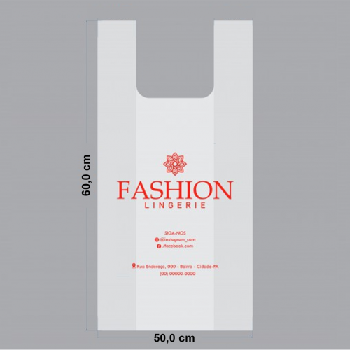 Sacola Branca alça camiseta 50x60 cm - G