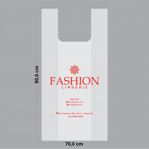 Sacola Branca alça camiseta 70x90 cm - XG