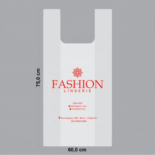 Sacola Branca alça camiseta 60x75 cm - GG