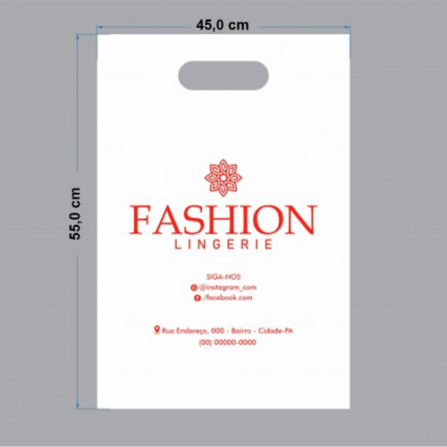 Sacola Branca alça boca de palhaço 45x55 cm - XG